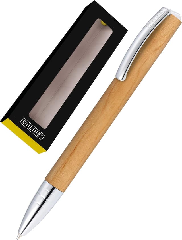 Detalle de ONLINE Kugelschreiber Vision Nature Maple I Drehkugelschreiber aus Holz & Metall in Geschenkbox, Mine G2, Strichstärke M (schwarz)