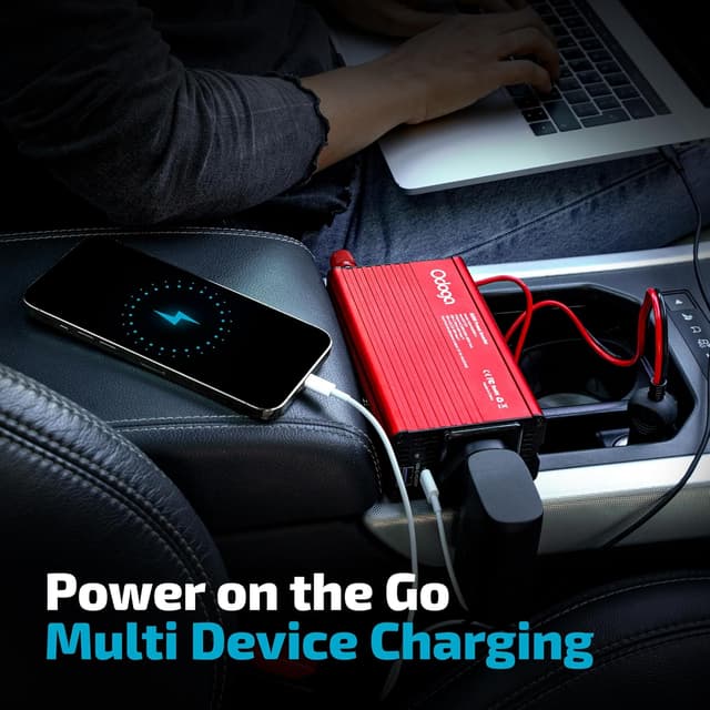 Detalle de Odoga 500W Power Inverter 12V to 230V with UK Plug Socket and USB-C (65W) / USB-A (18W)