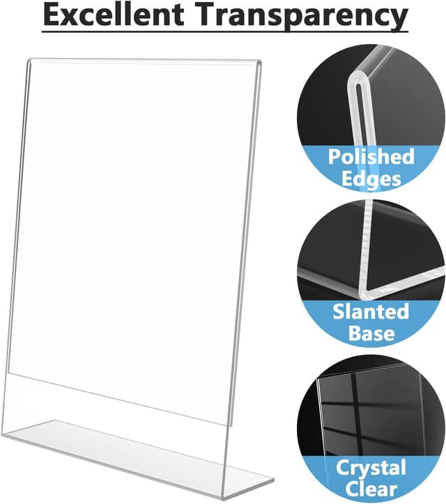 Detalle 2 de Flow fire A5 Acrylic Sign Holder (2 Pack) — L-Shape Clear Perspex Slant-Back Display Stand