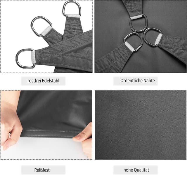 Detalle de WOLTU Voile d’ombrage rectangulaire 2x3 m gris imperméable anti-UV 93%, polyester PU