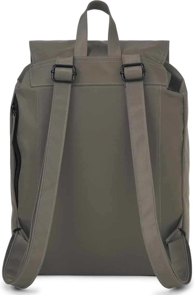 Detalle 2 de Zaino Donna “Clara” Grigio-Marrone in nylon impermeabile, 10 litri, con chiusura magnetica