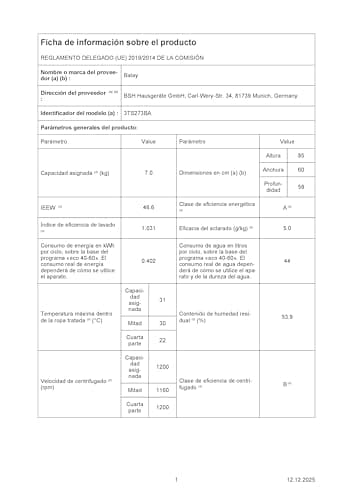 Thumbnail 17 de Balay 3TS273BA lavadora de carga frontal de 7 kg con pausa + carga y 1200 rpm
