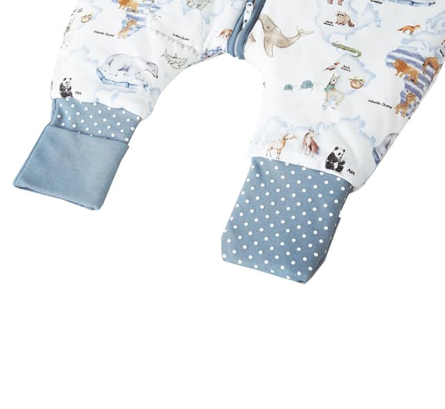 Detalle de Chilsuessy Baby Schlafsack mit Füßen im 2er-Set (2,5 Tog) – Ganzjahres-Schlafsack für Kinder, 85–95 cm
