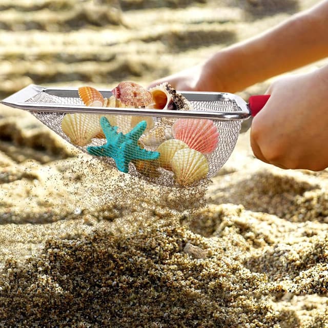Detalle de UMUACCAN Beach Mesh Shovel Shark Tooth Sifter (Red) for Shell Collecting
