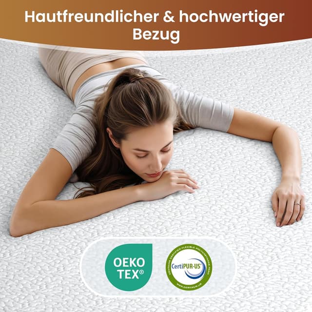 Detalle 2 de BedStory 10 cm Topper 180x200 cm H3/H4 mit Gel Memory Foam & Kaltschaum – kühlend, stützend, waschbarer Bezug
