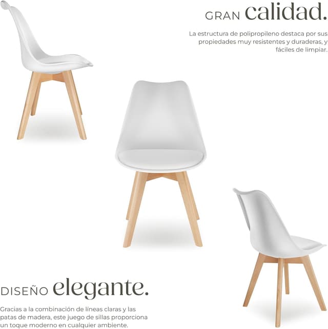 Thumbnail 4 de tectake Sillas de Comedor diseño nórdico 6 unidades