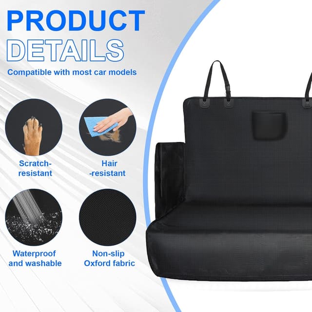 Detalle de HNCY Hundedecke Auto Kofferraum (Oxford, wasserdicht) mit Seiten- & Ladekantenschutz – 165 × 104 cm