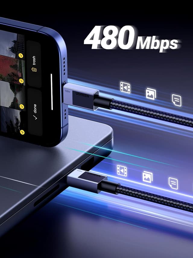 Detalle 2 de UGREEN 100W USB C Kabel PD 3.0 2m