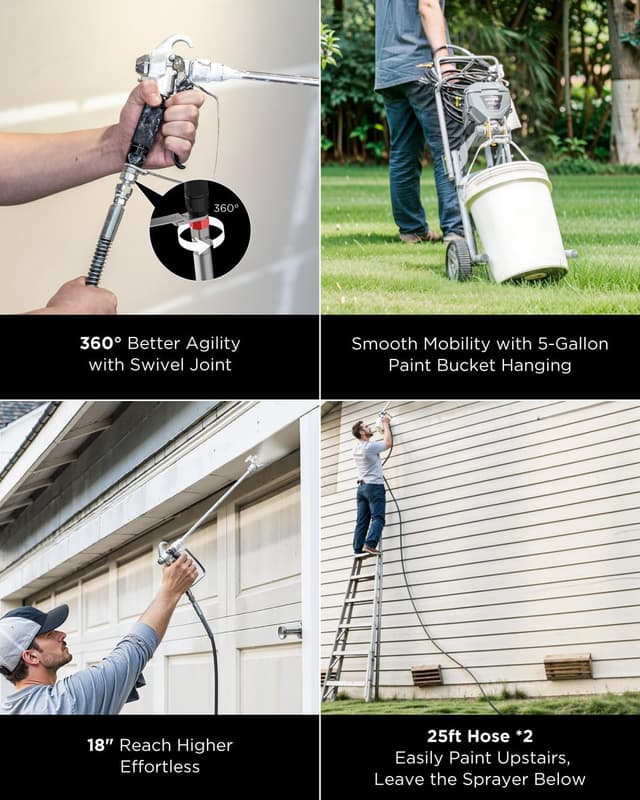 Detalle de InoKraft MaXpray M3 Cart Airless Paint Sprayer (551W) – 227 bar max pressure, thinning-free for walls & ceilings