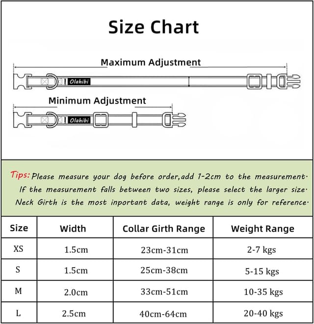 Detalle 2 de Olahibi Neoprene Padded Dog Collar (Small, Black) with Reflective Stripes