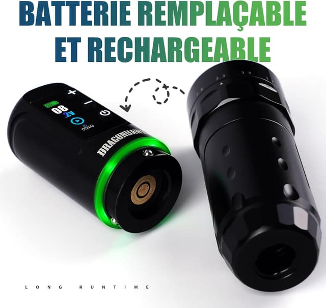 Thumbnail 6 de Dragonhawk L3 machine à tatouer rotative sans fil (7 courses) avec 2 batteries 2000 mAh