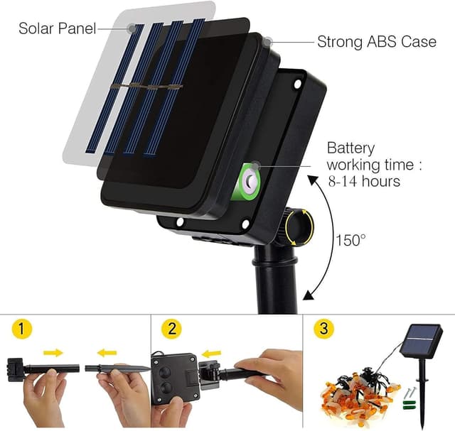 Thumbnail 5 de Augone 50 luci LED solari da giardino a forma di ape, filo 7 m, 8 modalità, bianco caldo