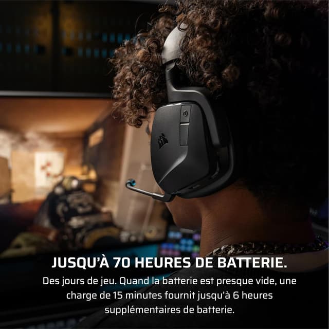Detalle 2 de Casque gaming sans fil Corsair VOID v2 Carbon avec Bluetooth et Dolby Atmos