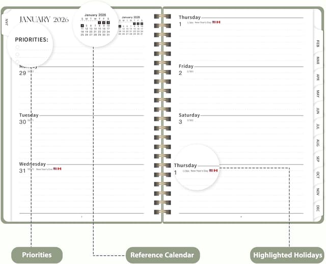 Detalle de ROZZBY Agenda 2026 A5 Planner 6.3x8.5
