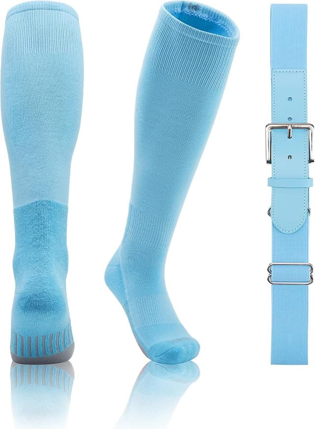Detalle 2 de QBK Toddler Baseball Socks & Belt Combo Set (2T–5T) for T-Ball, Baseball, and Softball