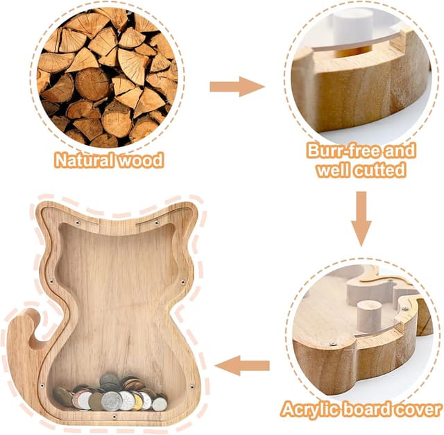 Thumbnail 4 de TOTHDATE Animals Wooden Money Box