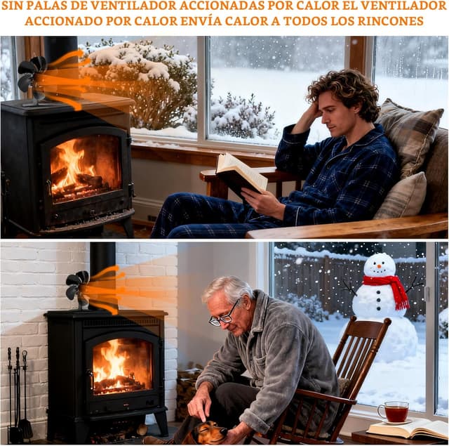 Thumbnail 4 de Shenyini ventilador de estufa para chimeneas 6 aspas