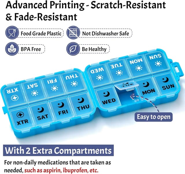 Thumbnail 3 de Foldable Weekly Pill Organizer 7-Day, 2x Daily ๐