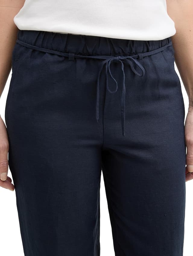 Detalle de TOM TAILOR 1046498 pantaloni larghi slim fit da donna in lino e viscosa