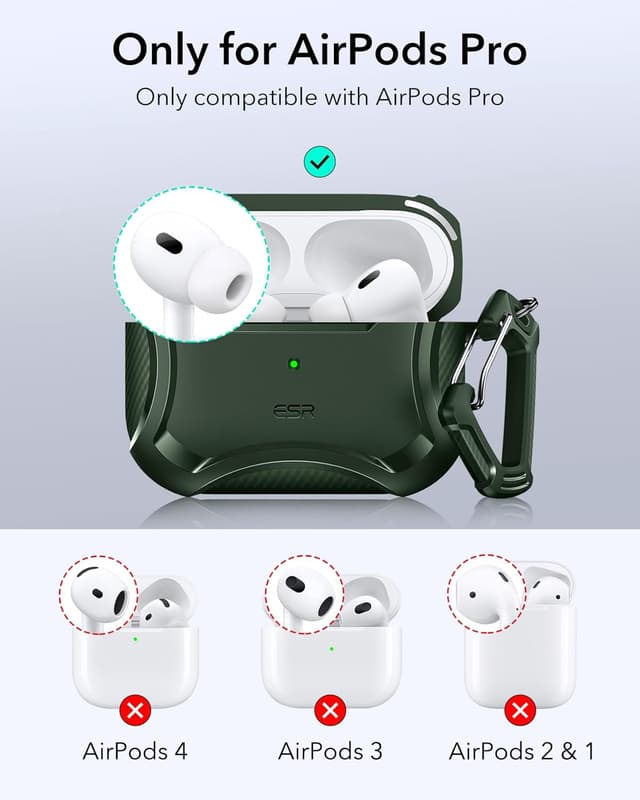 Detalle 2 de ESR for AirPods Pro case (MagSafe) with magnetic lid and drop protection – Green