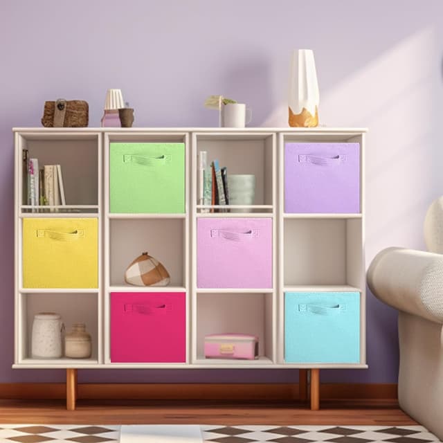 Detalle de powerking Aufbewahrungsbox-Set mit 6 faltbaren Würfeln aus Stoff (Regenbogenfarbe)