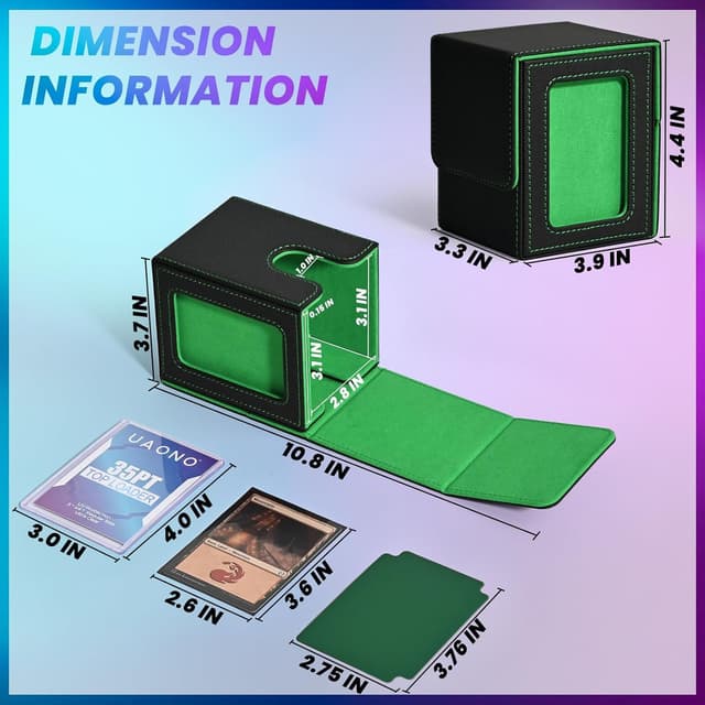 Detalle 2 de UAONO Kartenfach für MTG Commander (EDH) mit Top Loader, 2 Trennwänden – Schwarz/Dunkelgrün