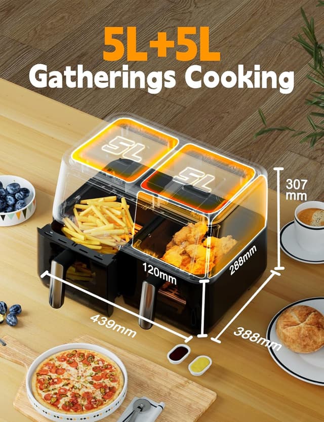 Detalle 2 de 10L Dual Air Fryer with Sync Cook