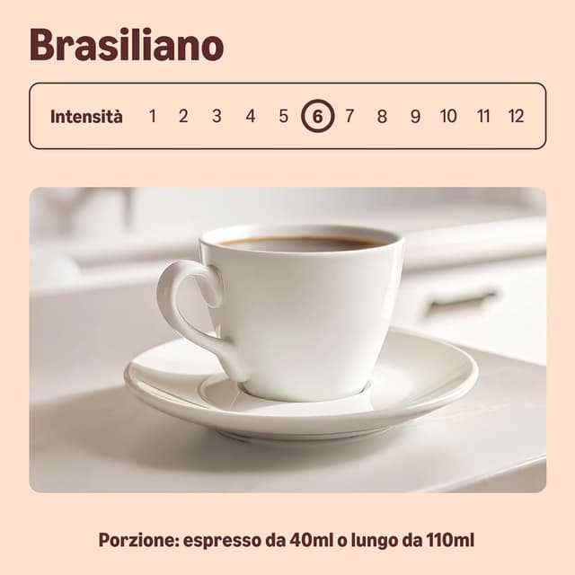 Detalle de by Amazon Home Capsule di Caffè Compostabili compatibili con Nespresso, 100% Arabica Brasiliana, 20 pezzi