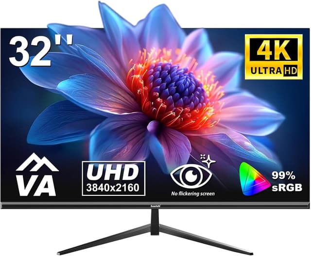 Detalle de Gawfolk Écran PC 32 pouces UHD 4K 60 Hz avec haut-parleurs intégrés, HDMI/DP et VESA 100×100