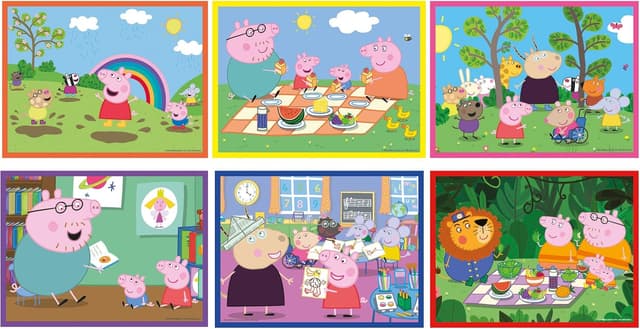 Detalle 2 de Clementoni Peppa Pig 12 Würfel Puzzle (41195) – 12 Würfel für 6 Bilder, Spiel für Kinder ab 3 Jahren