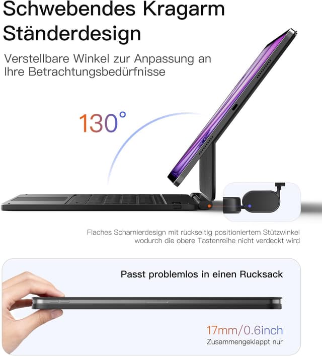 Detalle de Inateck NeoMagic Magnetische Tastatur 13 Zoll