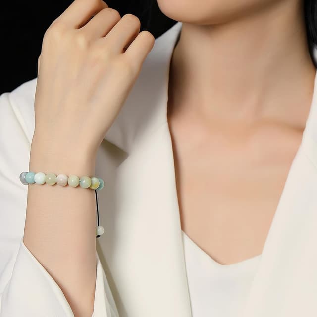 Detalle de XIANNVXI 8-mm-Amazonit-Perlenarmband mit verstellbarer Schnur