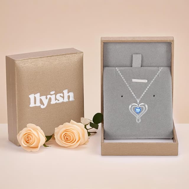 Detalle 2 de llyish Collier pour femme en argent 925 avec pendentif cœur doré