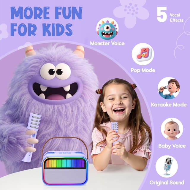 Detalle de Karaoke portátil con 2 micrófonos 850 g