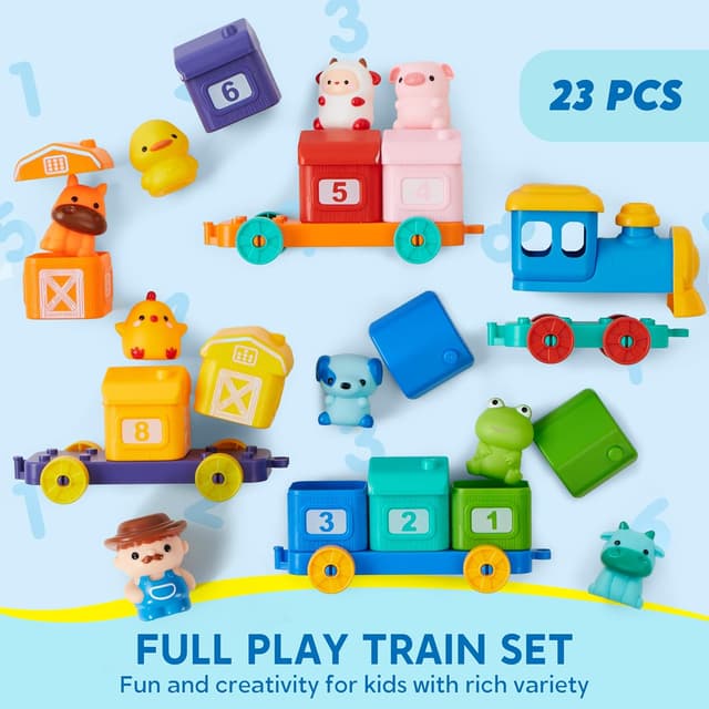 Thumbnail 6 de Play-Act Montessori-style farm train learning toy with 9 animals and a farmer (1–3 years)