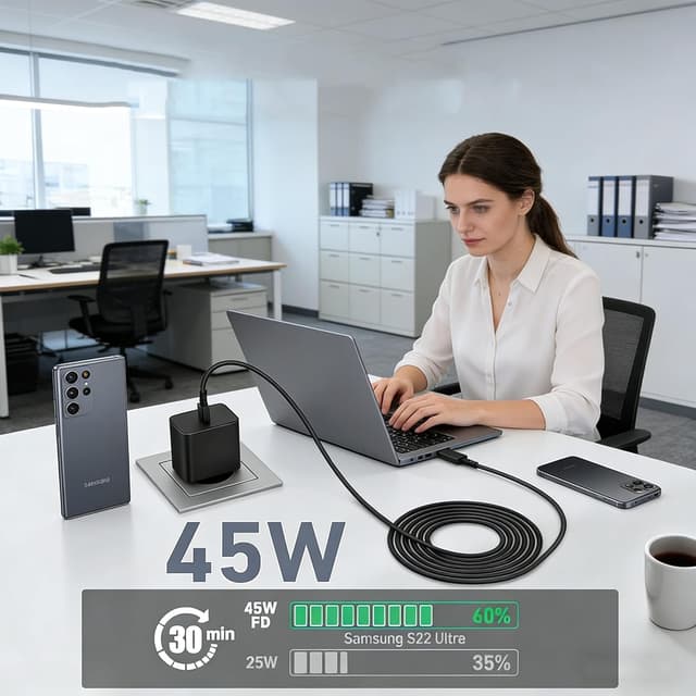 Detalle 1 de 45W USB-C Ladegerät Schnellladen mit Kabel