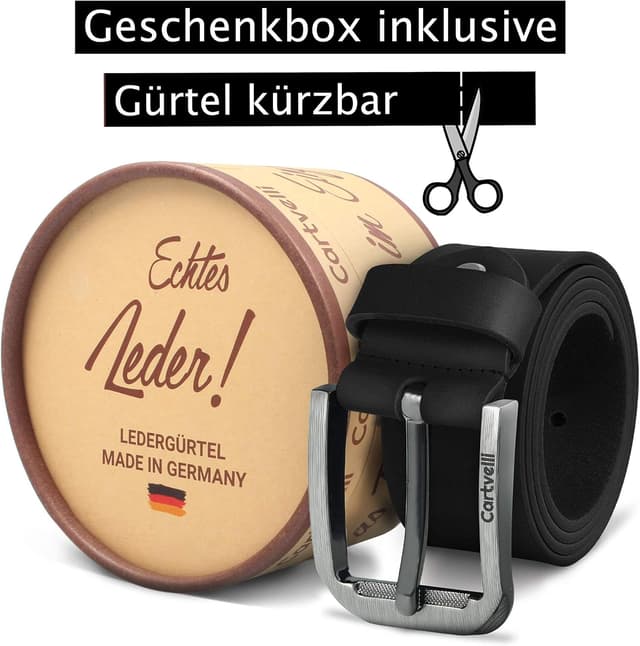 Detalle de Cartvelli Premium Ledergürtel für Herren (40 mm) – Made in Germany mit Geschenkbox