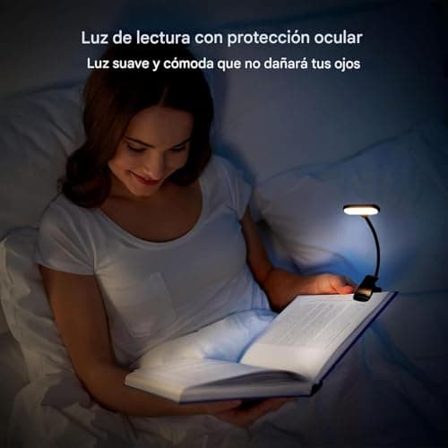 Detalle 2 de YverLand Luz de lectura con pinza y 5 LEDS, cuello flexible 360º (para cama, escritorio e infantil)