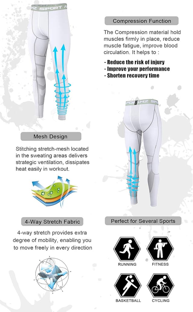 Thumbnail 4 de AMZSPORT Pantaloni sportivi compressione uomo leggings asciugatura rapida