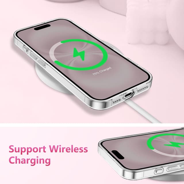 Detalle 2 de ZTOFERA Durchsichtige Hülle für iPhone 16 Plus (6,7") mit Schleifenmuster – weiches TPU, stoßfest, hellrosa