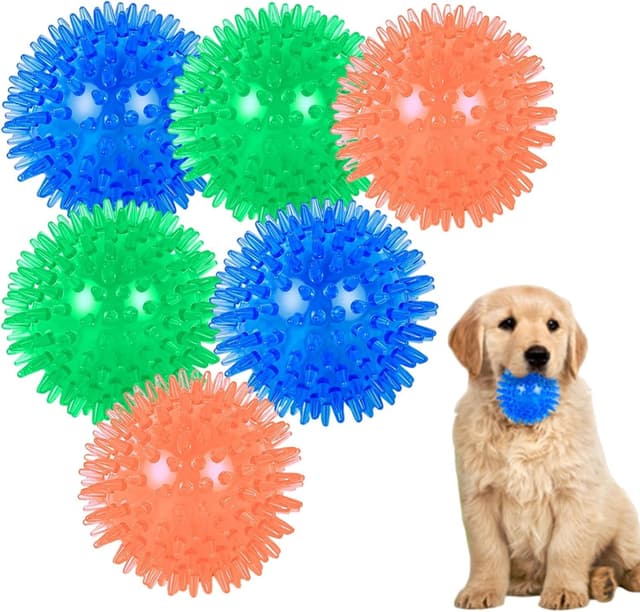 Detalle de Tharvolex 6-Pack Squeaky Spiky Rubber Dog Balls (65mm) for Chewers & Teeth Support