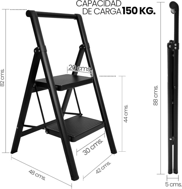 Detalle 2 de UZIRO Escalera plegable 3 peldaños