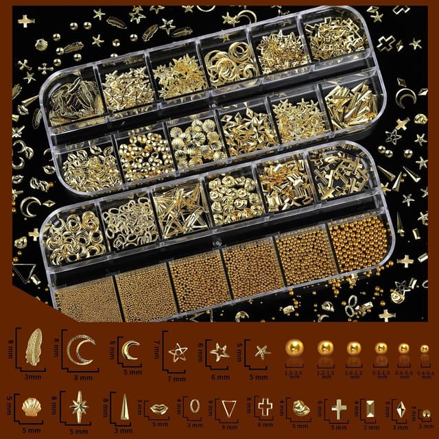 Detalle de Teenitor Gold Nail Charms 4 Boxes ๐