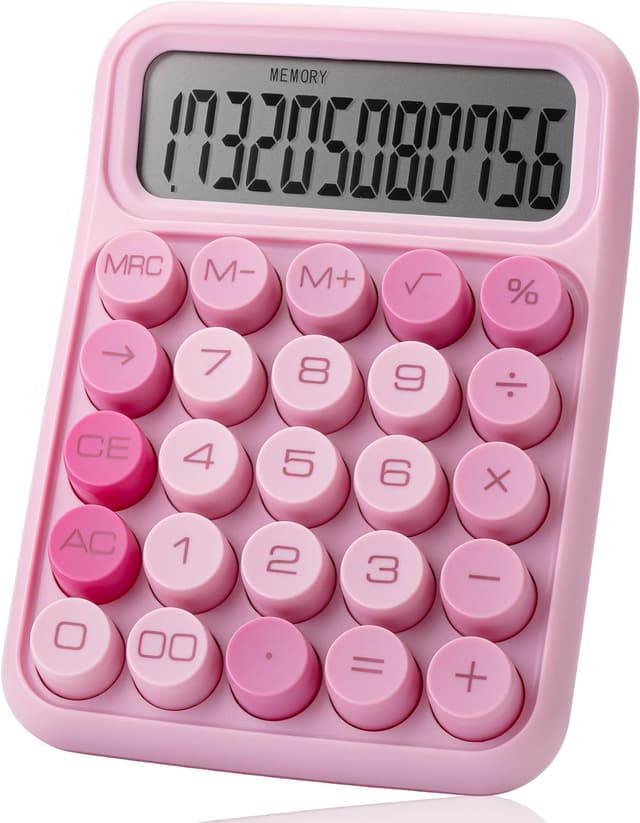 Detalle de Mr. Pen Mechanical Switch Calculator (12-Digit LCD) in Pink with Big Buttons