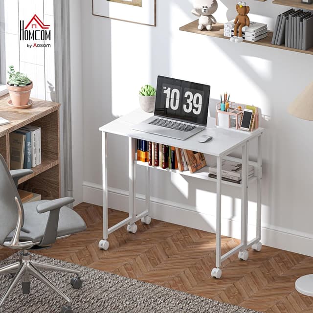 Detalle 2 de HOMCOM folding desk 80 cm with storage