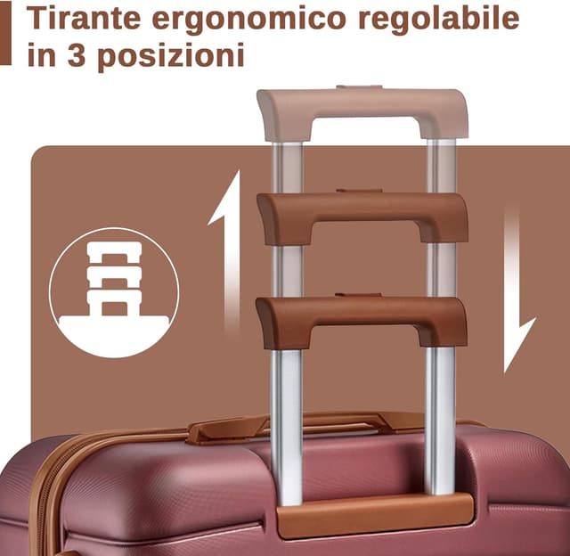 Detalle 2 de Kono Valigia Grande Rigida 76,5 cm ABS+PC con 8 ruote 360° Bordeaux