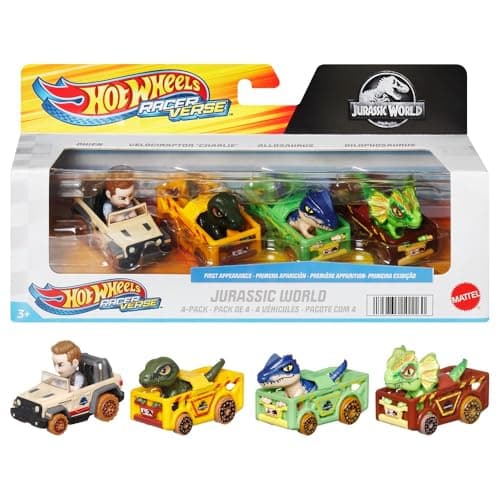 Imagen de Hot Wheels Racerverse Pack HKD32 — 4 coches Jurassic World para +3 años en OfertitasTOP