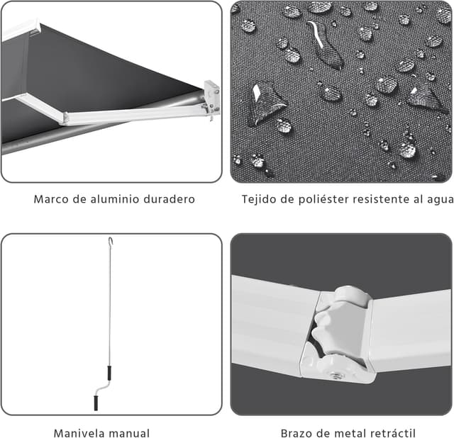 Detalle 2 de Yaheetech Toldo Retráctil 250x200cm para terraza
