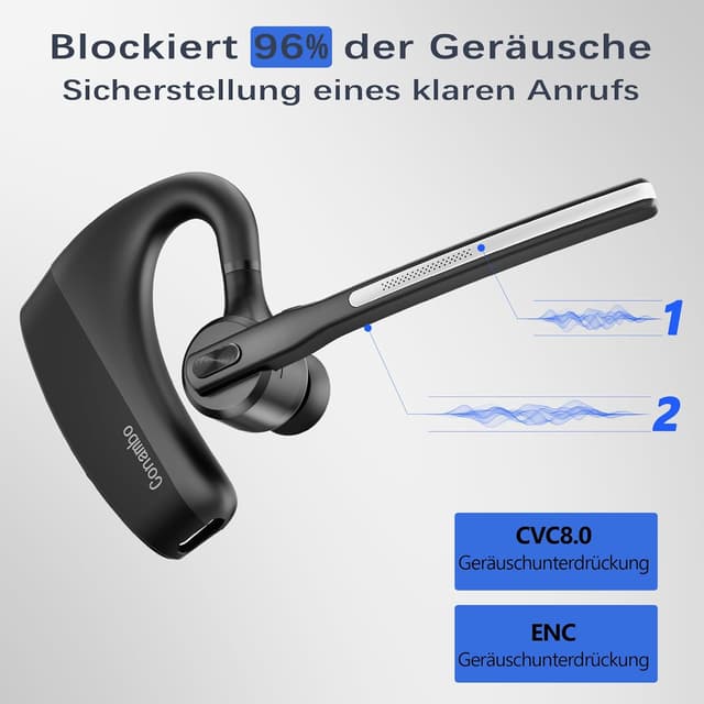 Detalle de Conambo Bluetooth Headset K10C (Bluetooth 5.2) mit CVC 8.0, ENC & Mikrofon