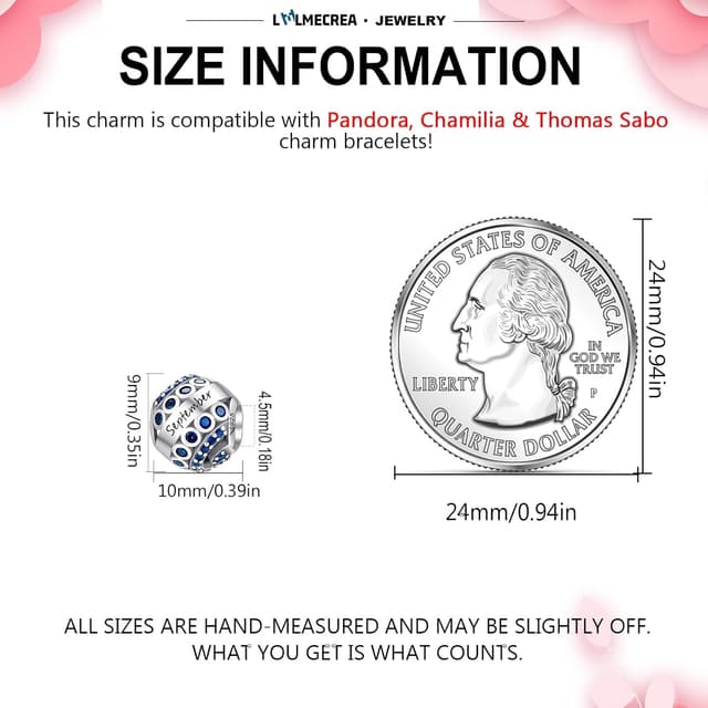 Detalle 2 de LMLMECREA Geburtsstein Charms 925 Silber